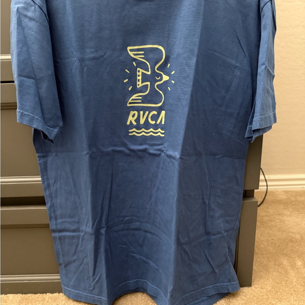 RVCA Navy Blue Tee with Yellow Graphic